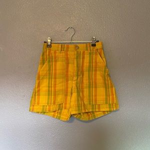 Big Bud Press YELLOW PLAID work shorts XS
